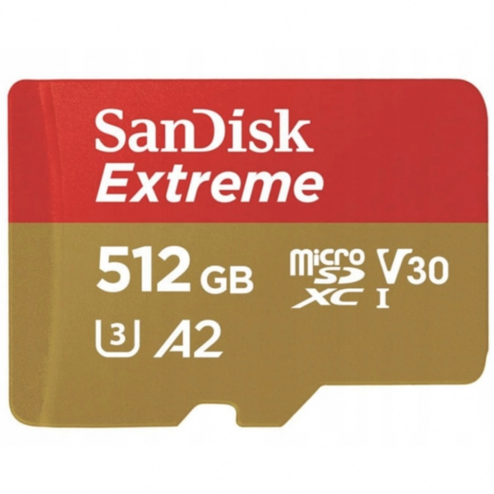 Sandisk microSDXC 512 GB Extreme 190MB/s A2 C10 V30 UHS-I U3 + adapter