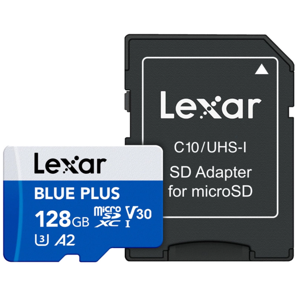 Lexar microSDHC Blue Plus UHS-I with SD adapter, 170MB/s read C10/A2/U3 V30 128GB