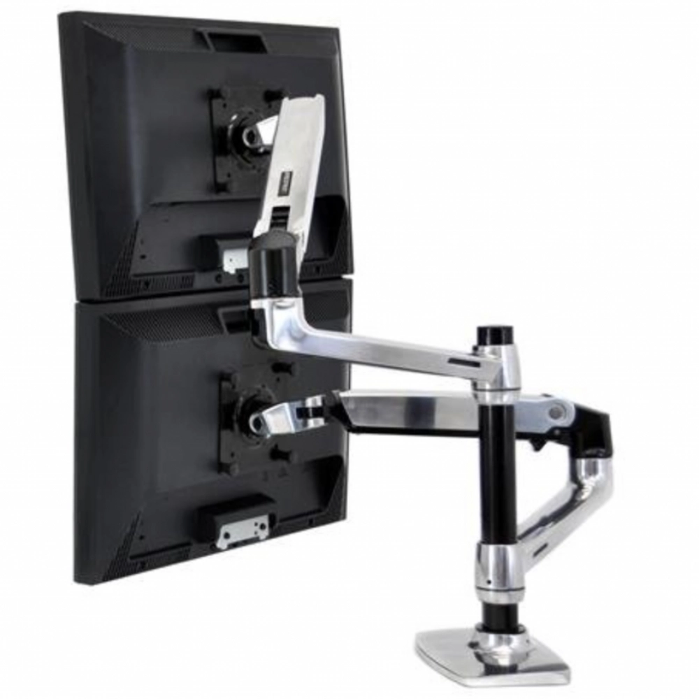 Ergotron LX Dual Stacking Arm uchwyt biurkowy na dwa monitory lub monitor i laptop polerowane aluminium
