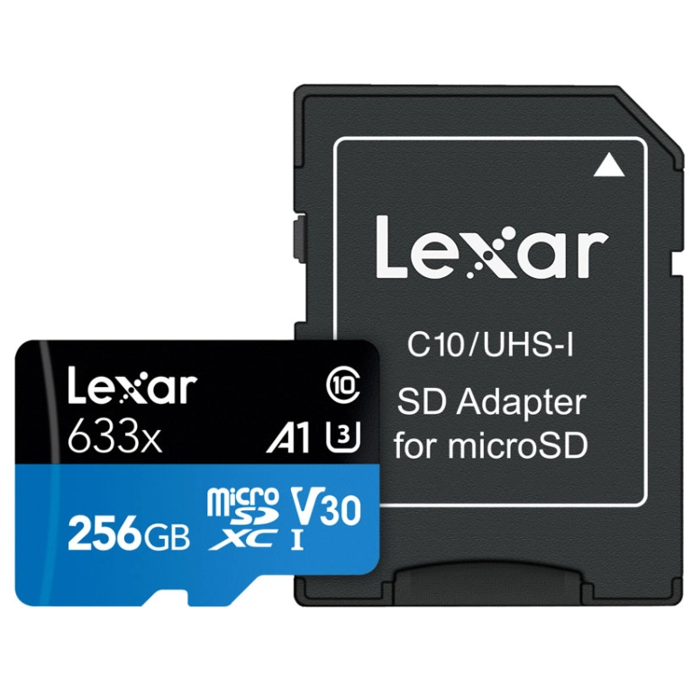 Lexar microSDXC 633x UHS-I/A1/U3/10 R100/W45MB V30 256GB