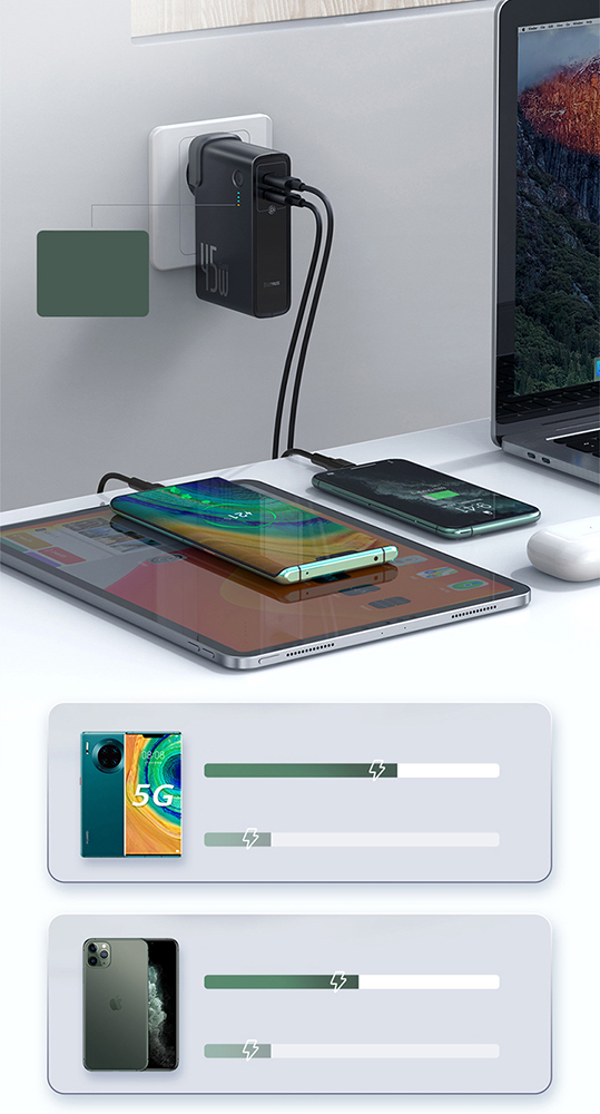 BASEUS ŁADOWARKA GAN POWER BANK 10000 MAH QC USB-C czarna