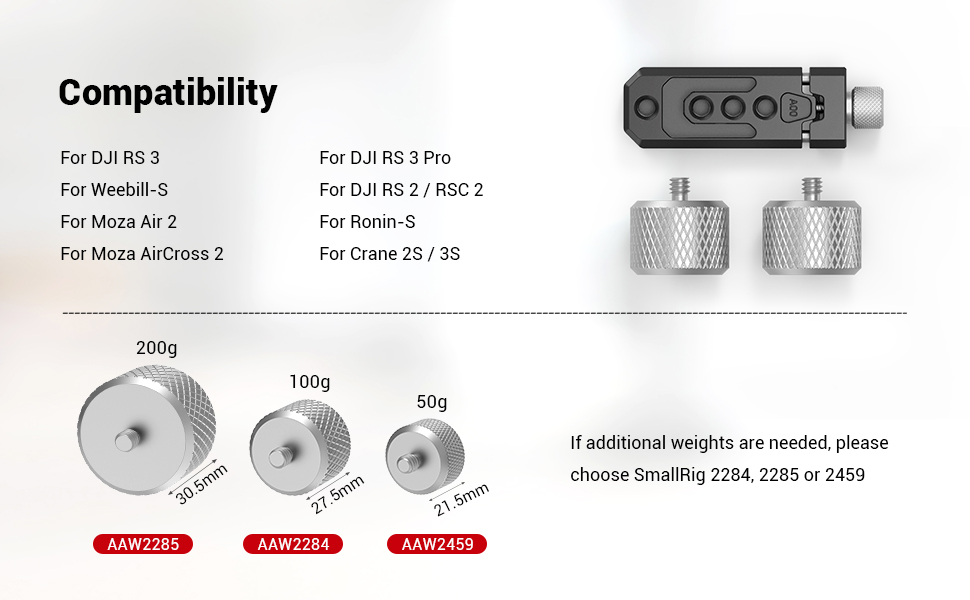 Smallrig Counterweight Kit do DJI RS 2/RSC 2 i ZHIYUN Crane 2S/3S [3125]